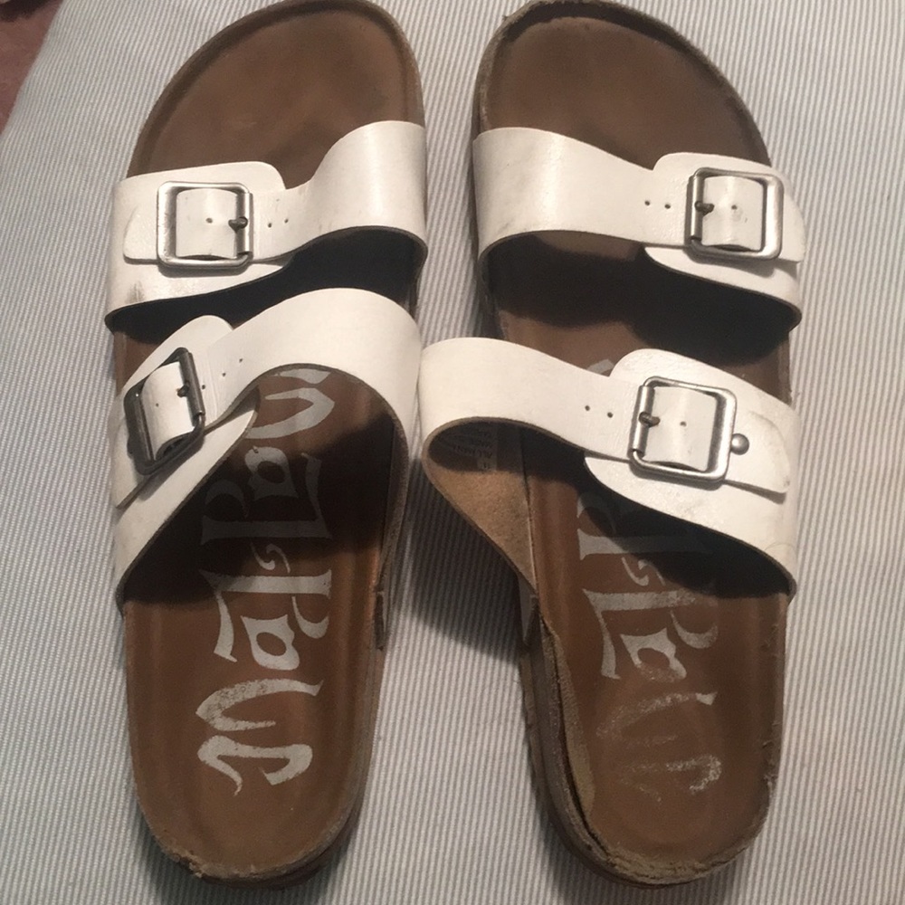 White Slip on Sandals